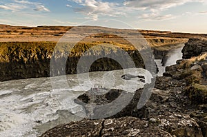 Icelandic Waterfall Gullfoss - Golden Falls. the most powerful on Iceland and Europe