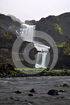 Icelandic waterfall Ofaerufoss