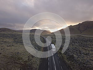 Icelandic wild landscape view iceland road