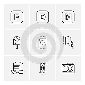 icelolly, search , map , camera , alphabets , sea , food , picnic , summer , eps icons set vector