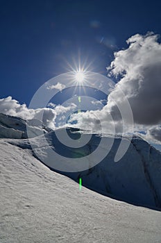 Icey Snow Covered Glacial Landscape in Iceland photo