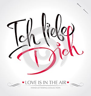 ICH LIEBE DICH hand lettering (vector) photo