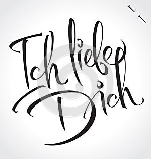 ICH LIEBE DICH hand lettering (vector) photo