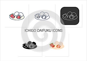 Ichigo daifuku icons set photo