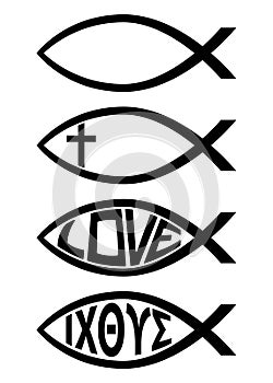 Ichthus Christian Fish Symbol Religious Icon Vector Illustration