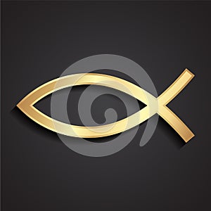 Ichthys christian 3d golden religion symbol