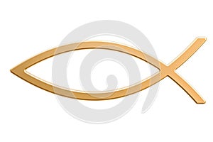 Ichthys or Jesus fish, symbol. 3D rendering