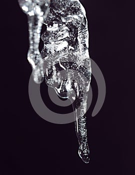 Icicle on a black background