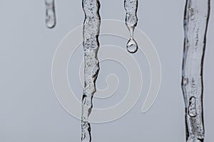 Icicle Dripping Water Droplet Close Up