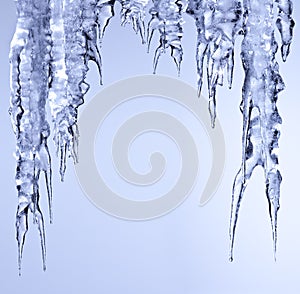 Icicle sparkling ice hanging and melting