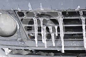 Icicles on car
