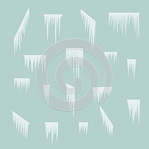 Icicles set simple winter background photo