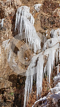 Icicles Formed on Rocks in Zion National Park in Winter