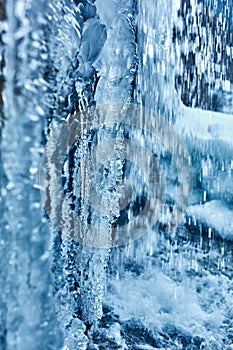 Icicles from a frozen waterfall