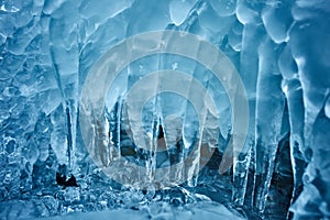 Icicles from a frozen waterfall