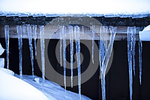 Icicles hang on the shelter