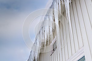 Icicles hanging down from the gutter
