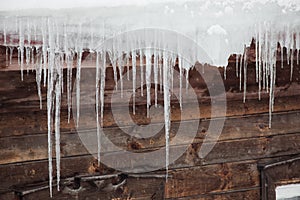 Icicles hanging on the roof