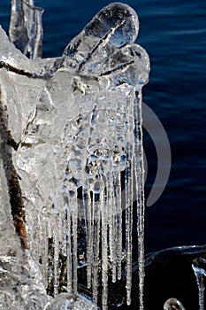 Icicles on a lake