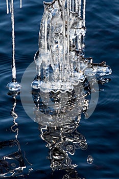 Icicles on a lake