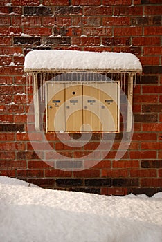 Icicles on letter boxes