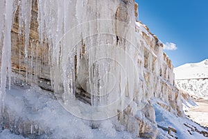 Icicles on a mountain side