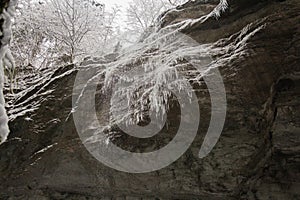 Icicles in the Partnach Gorge in winter time. Garmisch-Partenkirchen. Germany.