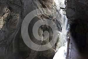 Icicles at Partnachklamm in Garmisch-Partenkirchen, Bavaria, Germany, wintertime