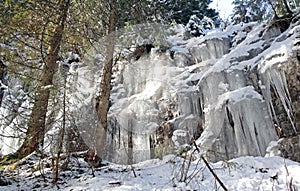 Icicles on rock at Low Tatras, Slovakia