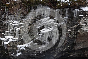 Icicles on the rocks at the Linn of Dee