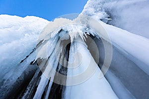 Icicles in the rocky caves