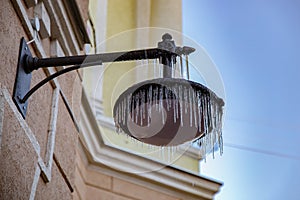 Icicles on street lantern