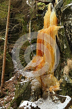 Icicles in Teplice rocks in Czech republic