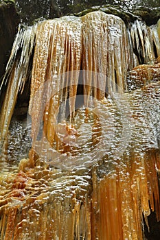 Icicles in Teplice rocks in Czech republic