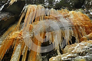 Icicles in Teplice rocks in Czech republic