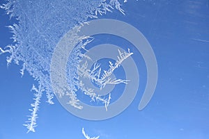 Icing formed on airplane window