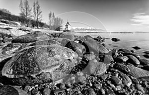 Icing on stone at beach