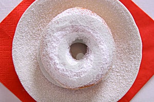 Icing sugar donut