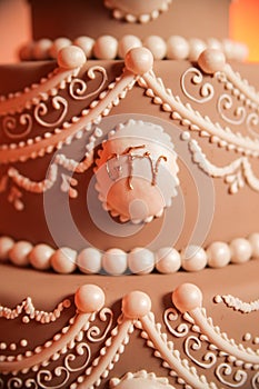 Icing on tiered wedding cake