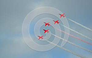 The Red Arrows Flying Display Team Five Hawk Jets.