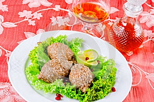Icli kofta. Turkish dish. Meatballs with bulgur