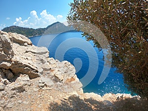 Icmeler Bay, aegean and Mediterranean sea. Turkish resort of Marmaris. summer vacation or weekend on sea coast