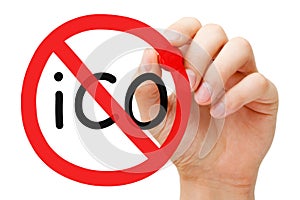 ICO Ban Prohibition Sign Concept