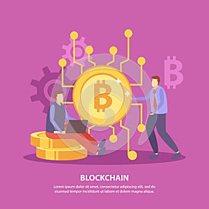 ICO Blockchain Flat Background