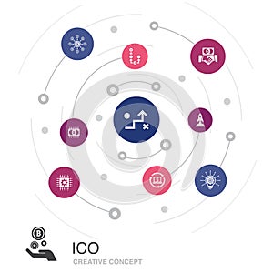 ICO colored circle concept with simple