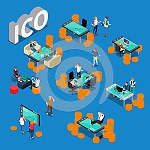ICO Concept Isometric Composition