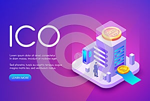 ICO cryptocurrency business vector illustration