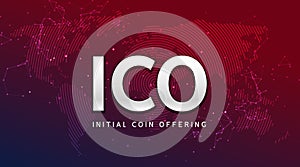 ICO initial coin offering background illustration. Blockchain business digital ico crypto company