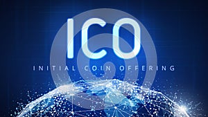 ICO initial coin offering banner. photo