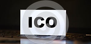 ICO Initial Coin Offering text denoting the process of issuing tokens by a company to attract investment for development